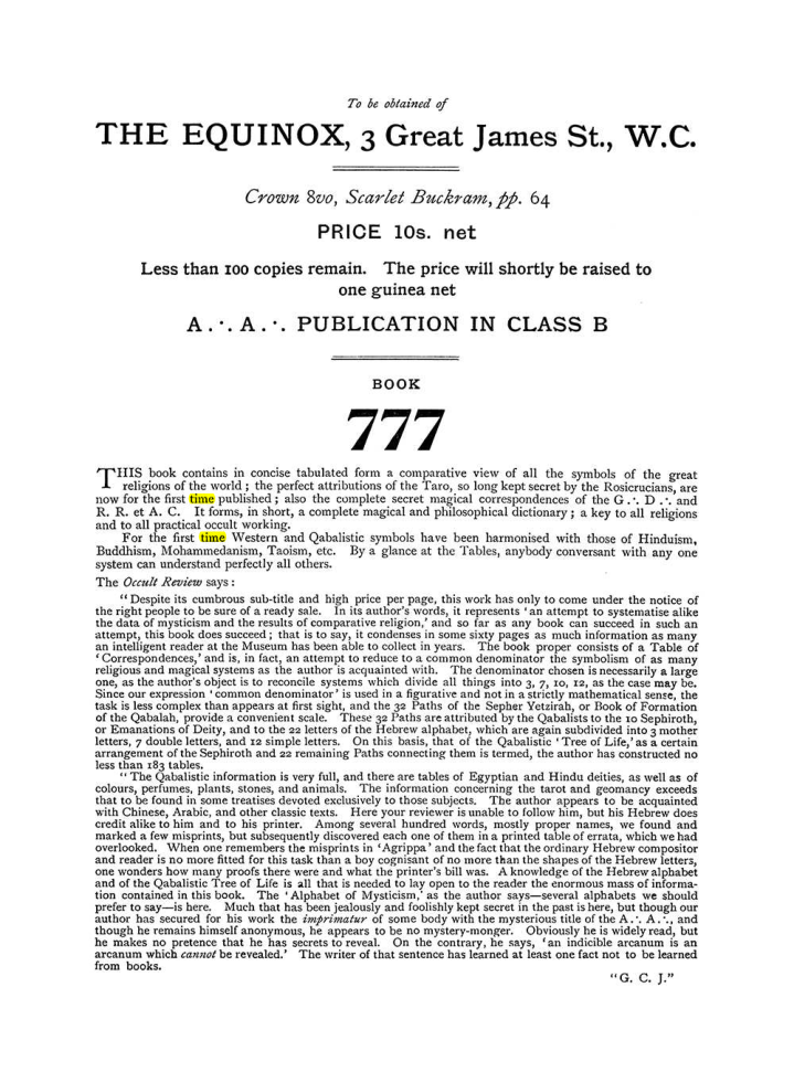 Original scan of The Equinox (Volume I, Number VI), PDF page 312