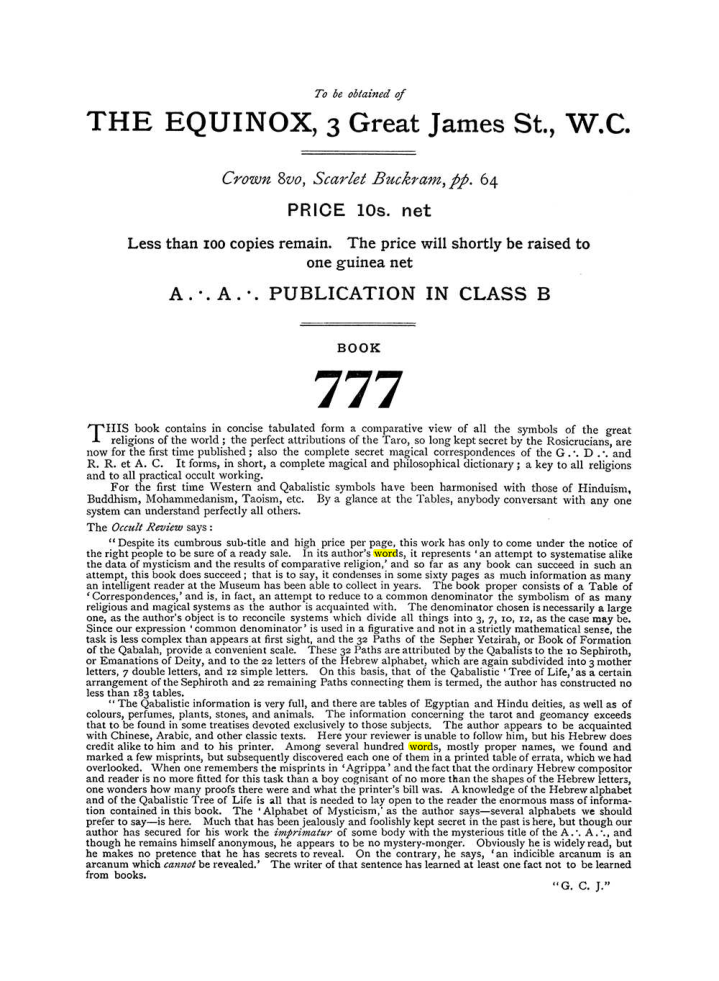 Original scan of The Equinox (Volume I, Number VI), PDF page 312