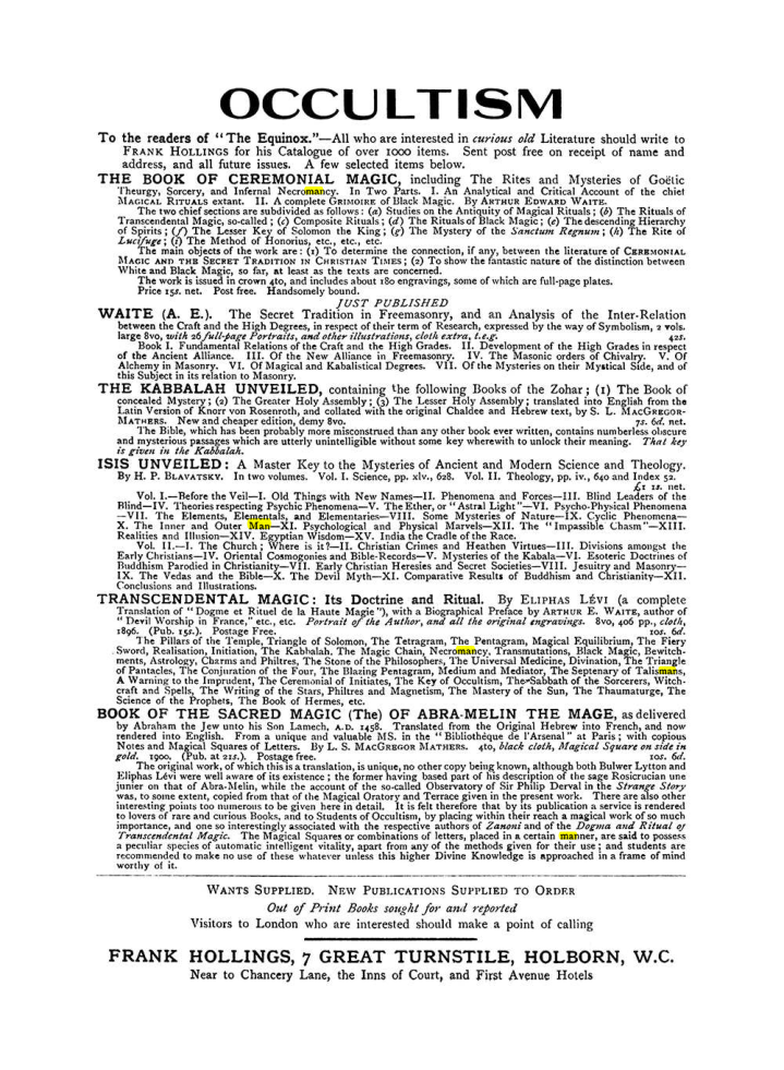 Original scan of The Equinox (Volume I, Number VII), PDF page 423