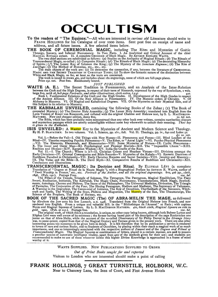 Original scan of The Equinox (Volume I, Number VII), PDF page 423
