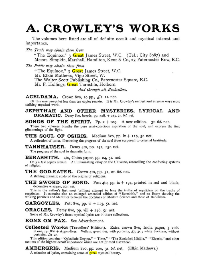 Original scan of The Equinox (Volume I, Number VII), PDF page 424