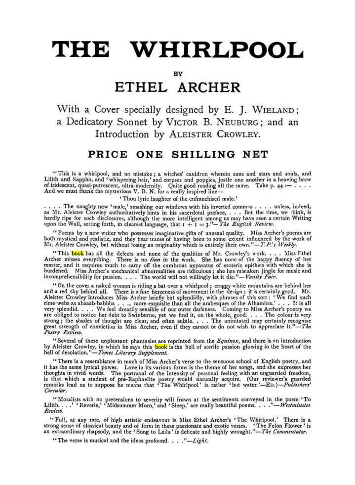 Original scan of The Equinox (Volume I, Number VII), PDF page 426