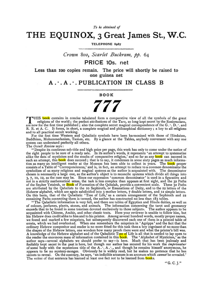 Original scan of The Equinox (Volume I, Number VII), PDF page 432