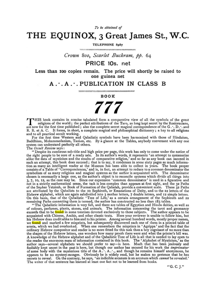 Original scan of The Equinox (Volume I, Number VII), PDF page 432