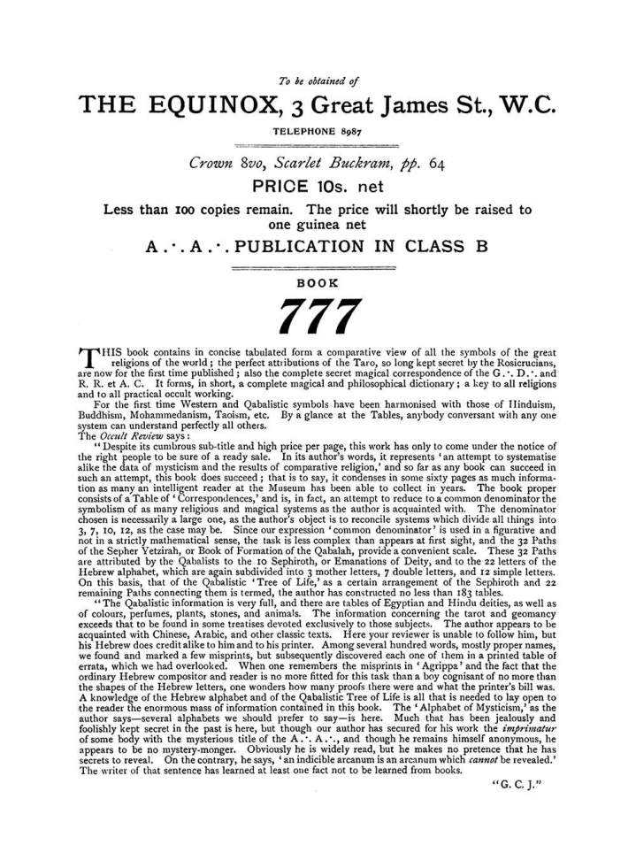 Original scan of The Equinox (Volume I, Number VII), PDF page 432