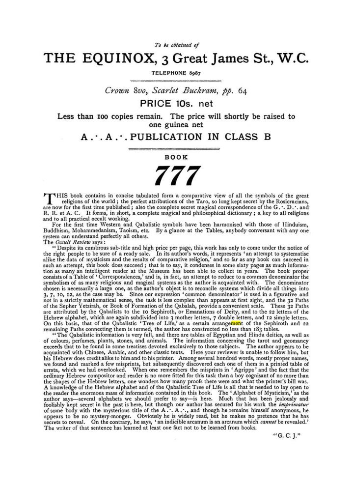 Original scan of The Equinox (Volume I, Number VII), PDF page 432