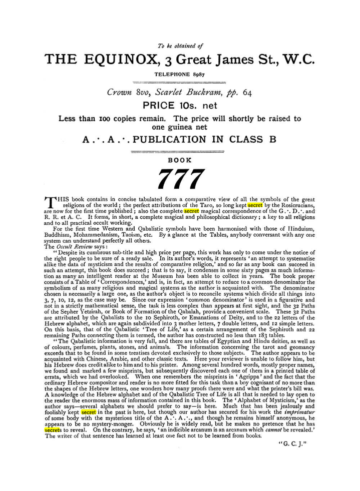 Original scan of The Equinox (Volume I, Number VII), PDF page 432