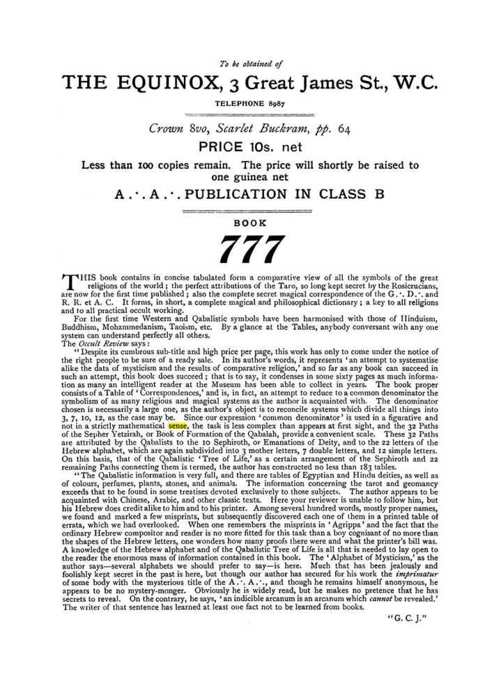 Original scan of The Equinox (Volume I, Number VII), PDF page 432