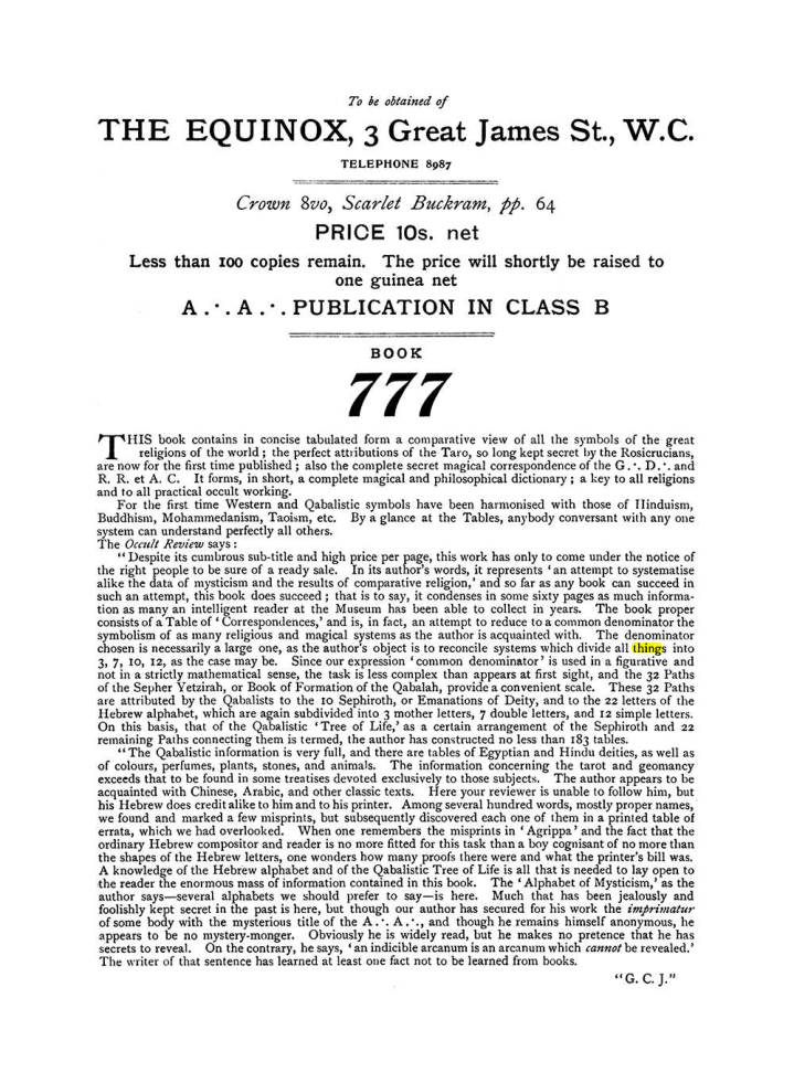Original scan of The Equinox (Volume I, Number VII), PDF page 432