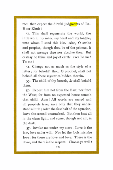 Original scan of Liber Al vel Legis, PDF page 10