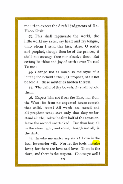Original scan of Liber Al vel Legis, PDF page 10