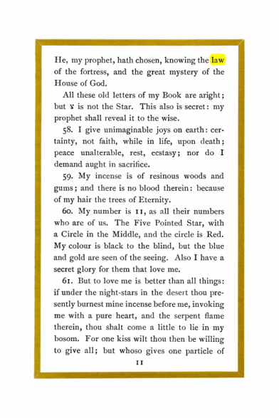 Original scan of Liber Al vel Legis, PDF page 11