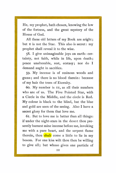 Original scan of Liber Al vel Legis, PDF page 11
