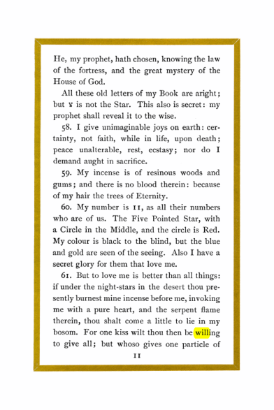 Original scan of Liber Al vel Legis, PDF page 11