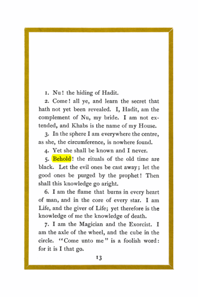 Original scan of Liber Al vel Legis, PDF page 13