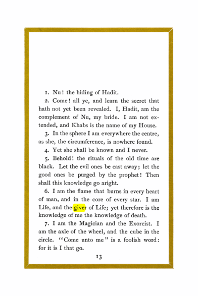 Original scan of Liber Al vel Legis, PDF page 13