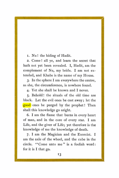 Original scan of Liber Al vel Legis, PDF page 13