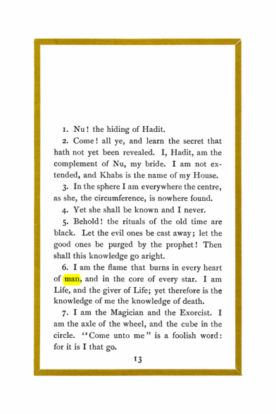 Original scan of Liber Al vel Legis, PDF page 13