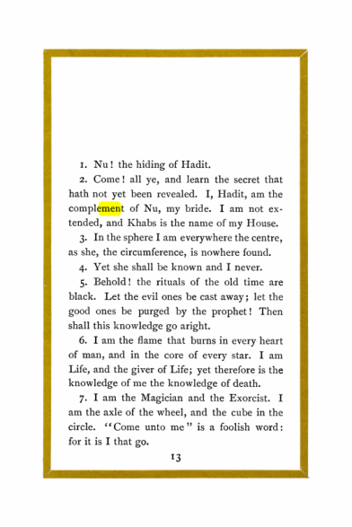Original scan of Liber Al vel Legis, PDF page 13