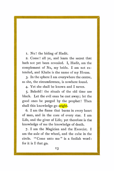 Original scan of Liber Al vel Legis, PDF page 13
