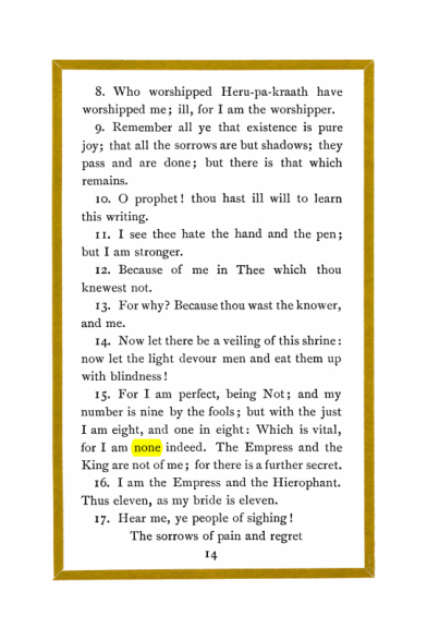 Original scan of Liber Al vel Legis, PDF page 14