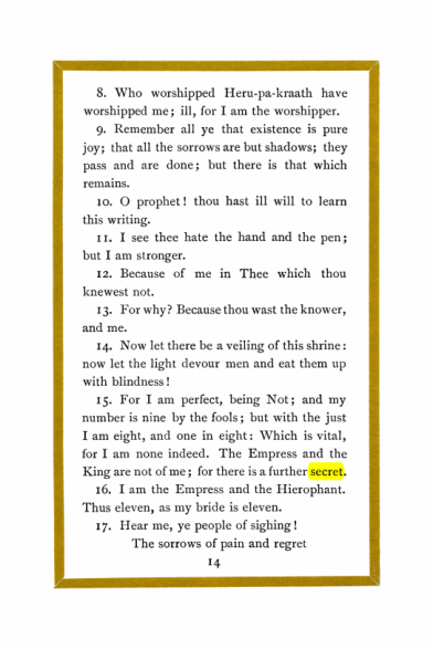 Original scan of Liber Al vel Legis, PDF page 14