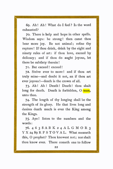 Original scan of Liber Al vel Legis, PDF page 22