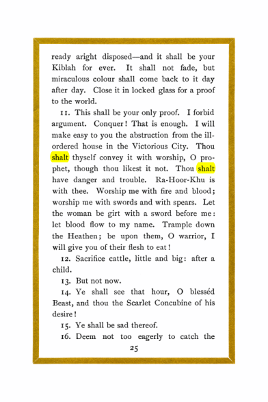 Original scan of Liber Al vel Legis, PDF page 25