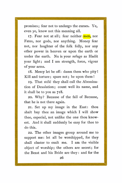 Original scan of Liber Al vel Legis, PDF page 26