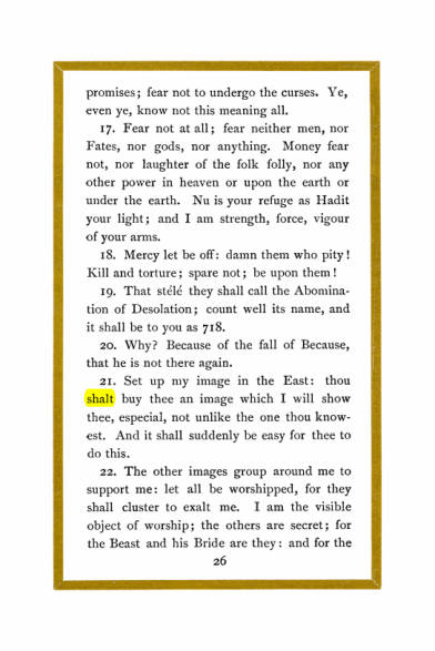 Original scan of Liber Al vel Legis, PDF page 26