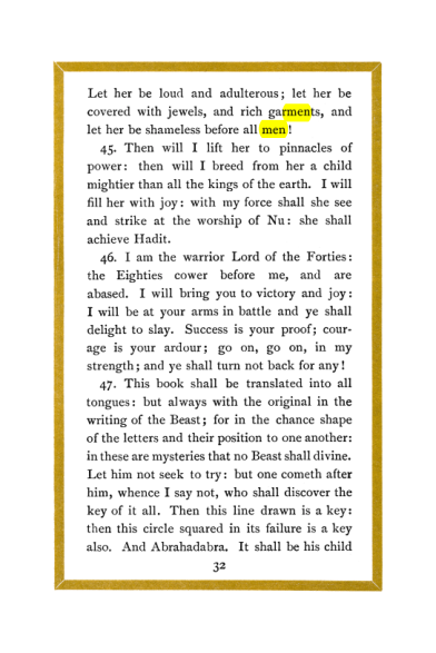 Original scan of Liber Al vel Legis, PDF page 32