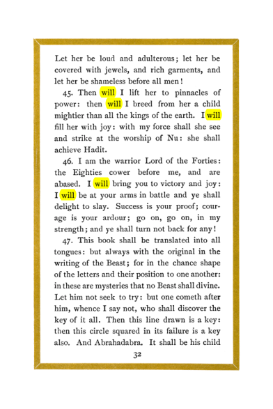 Original scan of Liber Al vel Legis, PDF page 32