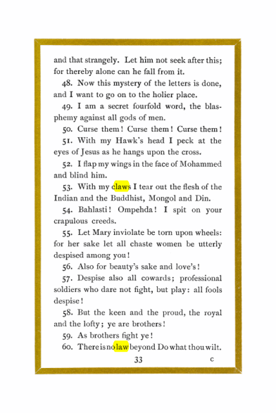 Original scan of Liber Al vel Legis, PDF page 33