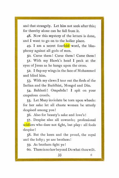 Original scan of Liber Al vel Legis, PDF page 33