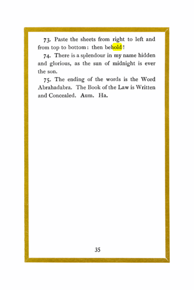 Original scan of Liber Al vel Legis, PDF page 35