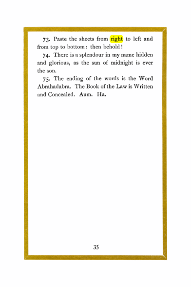 Original scan of Liber Al vel Legis, PDF page 35
