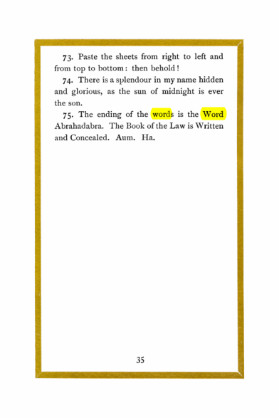 Original scan of Liber Al vel Legis, PDF page 35