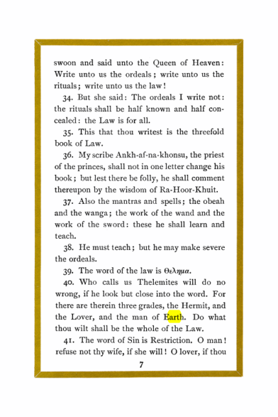 Original scan of Liber Al vel Legis, PDF page 7