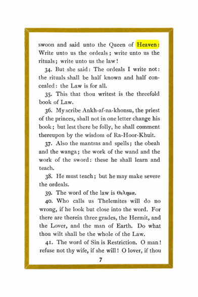 Original scan of Liber Al vel Legis, PDF page 7