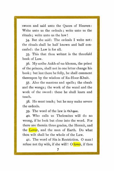 Original scan of Liber Al vel Legis, PDF page 7