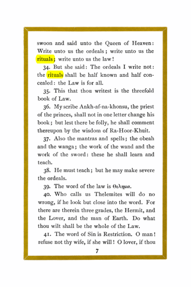 Original scan of Liber Al vel Legis, PDF page 7