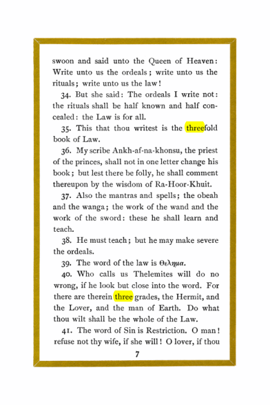 Original scan of Liber Al vel Legis, PDF page 7