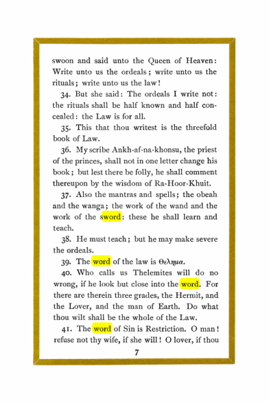 Original scan of Liber Al vel Legis, PDF page 7