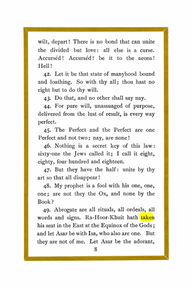 Original scan of Liber Al vel Legis, PDF page 8