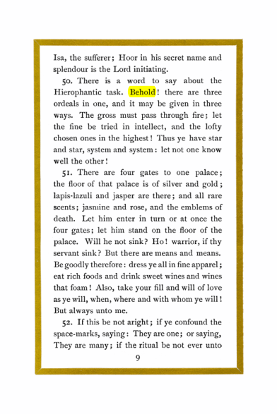 Original scan of Liber Al vel Legis, PDF page 9