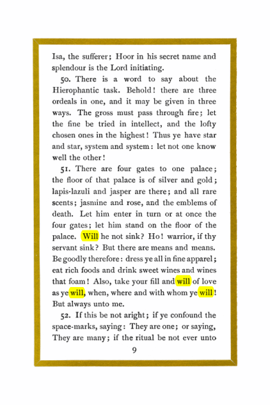 Original scan of Liber Al vel Legis, PDF page 9