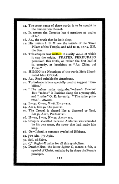 Original scan of The Book of Lies, PDF page 118