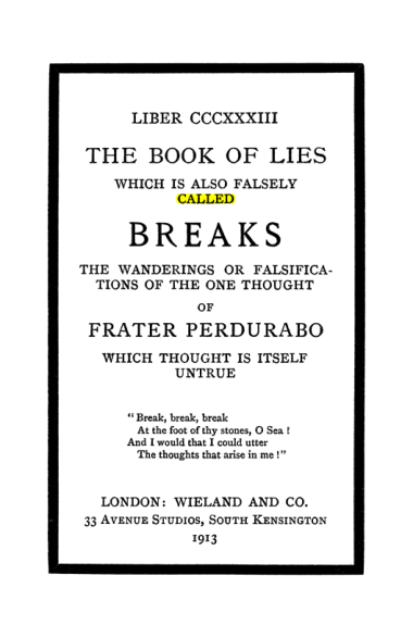 Original scan of The Book of Lies, PDF page 5