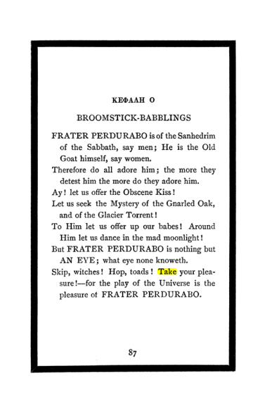 Original scan of The Book of Lies, PDF page 91