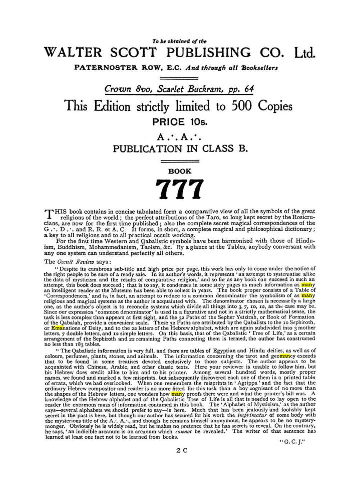 Original scan of The Equinox (Volume I, Number I), PDF page 410